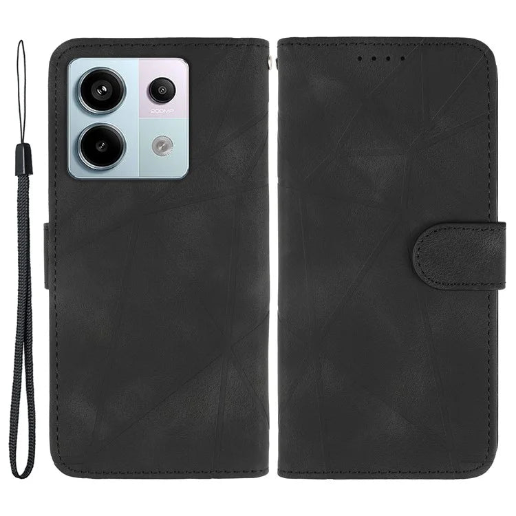 For Xiaomi Redmi Note 13 Pro 5G / Poco X6 5G Case Leather Phone Wallet Cover Lines Imprint