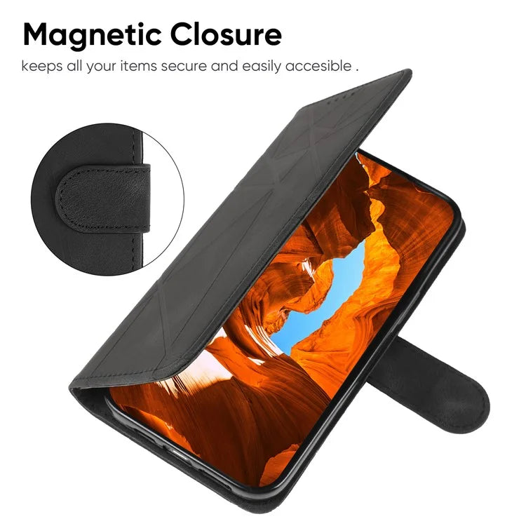 For Xiaomi Redmi Note 13 Pro 5G / Poco X6 5G Case Leather Phone Wallet Cover Lines Imprint