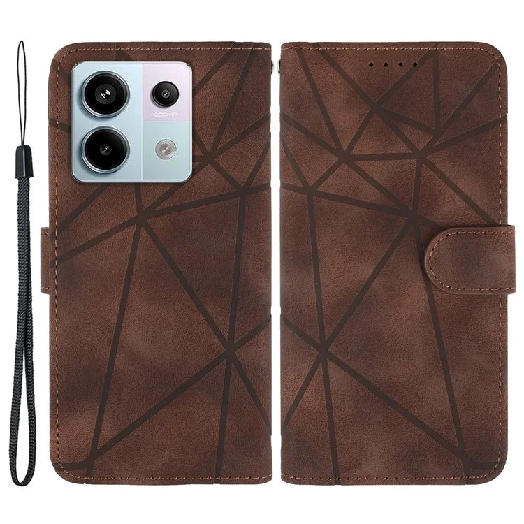 For Xiaomi Redmi Note 13 Pro 5G / Poco X6 5G Case Leather Phone Wallet Cover Lines Imprint