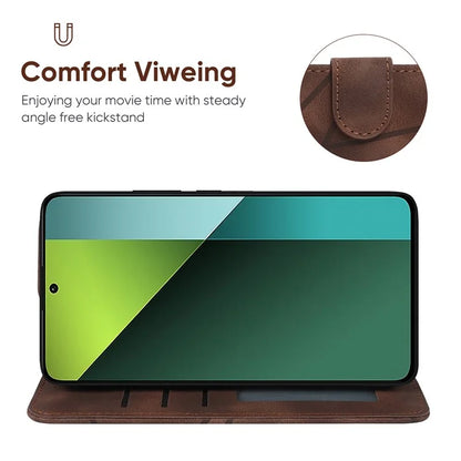 For Xiaomi Redmi Note 13 Pro 5G / Poco X6 5G Case Leather Phone Wallet Cover Lines Imprint