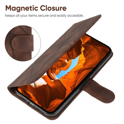 For Xiaomi Redmi Note 13 Pro 5G / Poco X6 5G Case Leather Phone Wallet Cover Lines Imprint