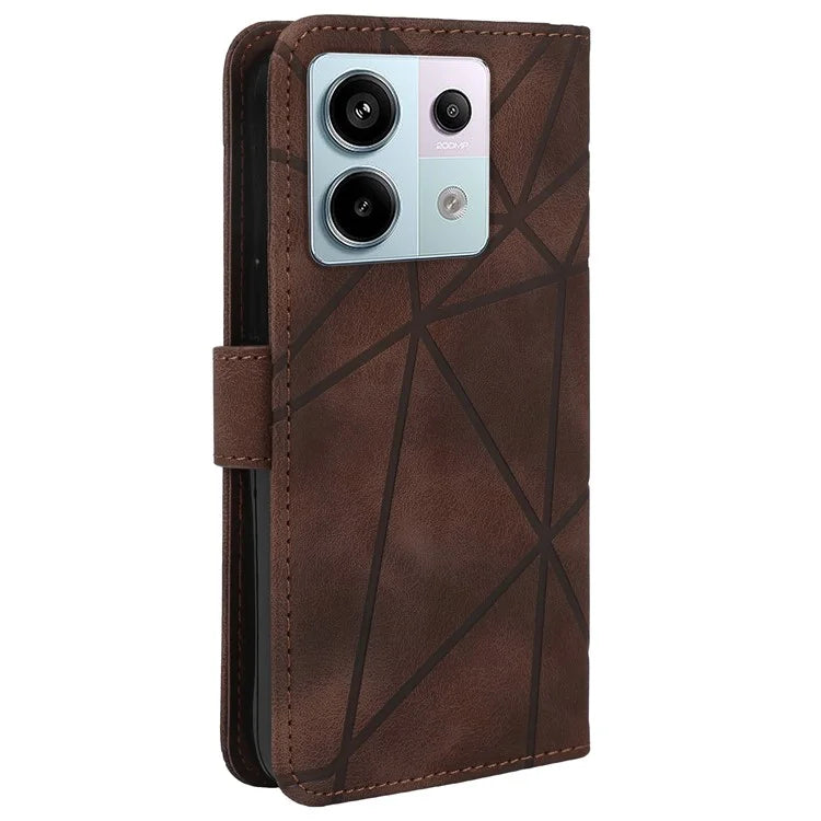 For Xiaomi Redmi Note 13 Pro 5G / Poco X6 5G Case Leather Phone Wallet Cover Lines Imprint