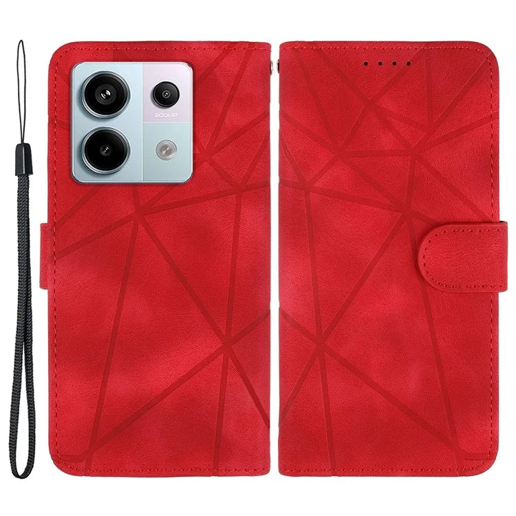 For Xiaomi Redmi Note 13 Pro 5G / Poco X6 5G Case Leather Phone Wallet Cover Lines Imprint
