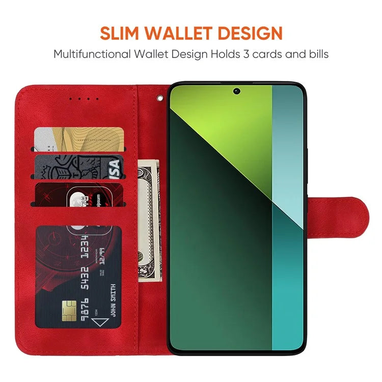 For Xiaomi Redmi Note 13 Pro 5G / Poco X6 5G Case Leather Phone Wallet Cover Lines Imprint