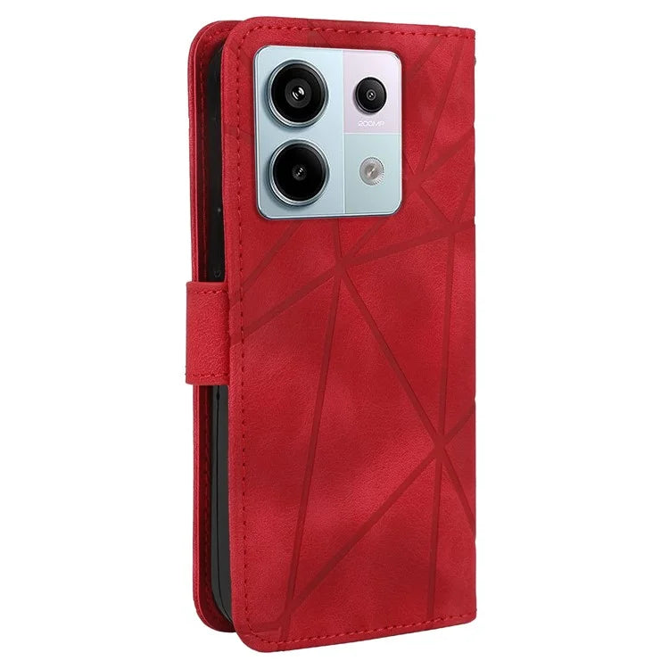 For Xiaomi Redmi Note 13 Pro 5G / Poco X6 5G Case Leather Phone Wallet Cover Lines Imprint