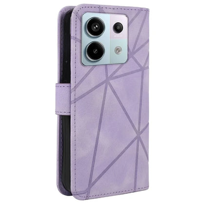 For Xiaomi Redmi Note 13 4G Case Line Pattern Leather Phone Cover Magnetic Clasp Stand
