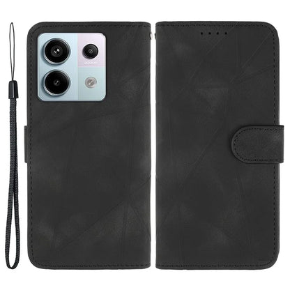 For Xiaomi Redmi Note 13 4G Case Line Pattern Leather Phone Cover Magnetic Clasp Stand
