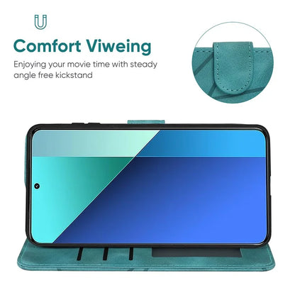 For Xiaomi Redmi Note 13 4G Case Line Pattern Leather Phone Cover Magnetic Clasp Stand