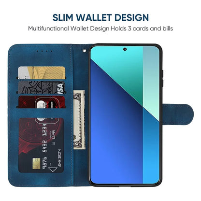 For Xiaomi Redmi Note 13 4G Case Line Pattern Leather Phone Cover Magnetic Clasp Stand