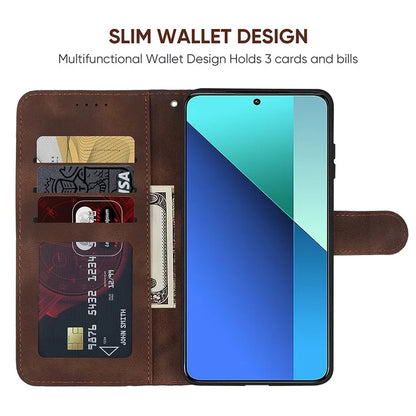 For Xiaomi Redmi Note 13 4G Case Line Pattern Leather Phone Cover Magnetic Clasp Stand