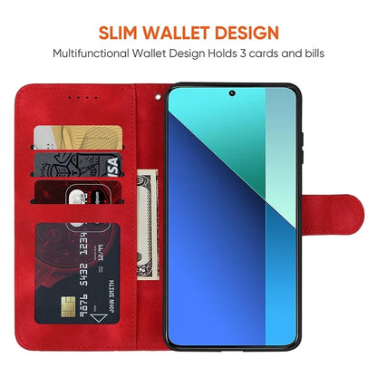For Xiaomi Redmi Note 13 4G Case Line Pattern Leather Phone Cover Magnetic Clasp Stand