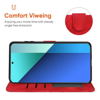 For Xiaomi Redmi Note 13 4G Case Line Pattern Leather Phone Cover Magnetic Clasp Stand