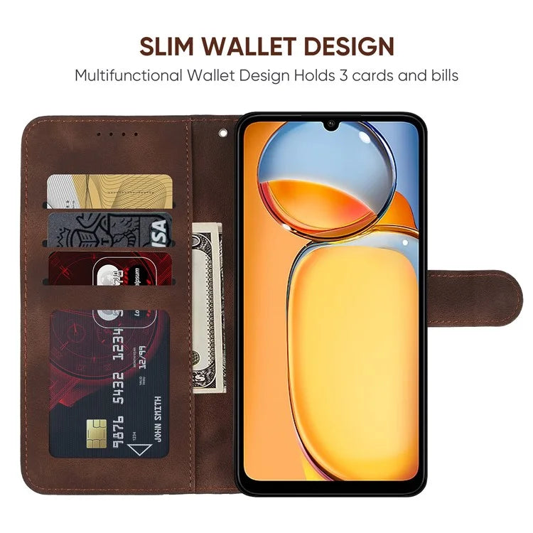 For Xiaomi Redmi 13C 4G / 13C 5G / Poco C65 4G Case Leather Line Pattern Flip Phone Cover