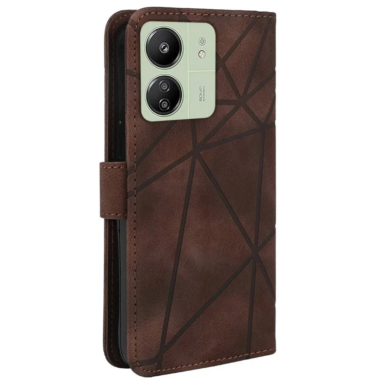 For Xiaomi Redmi 13C 4G / 13C 5G / Poco C65 4G Case Leather Line Pattern Flip Phone Cover