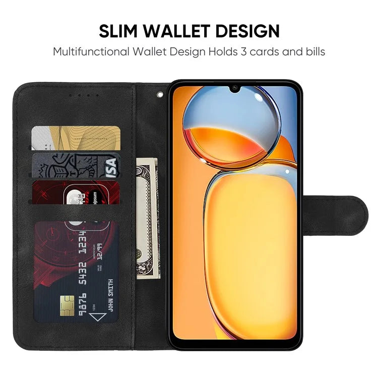 For Xiaomi Redmi 13C 4G / 13C 5G / Poco C65 4G Case Leather Line Pattern Flip Phone Cover