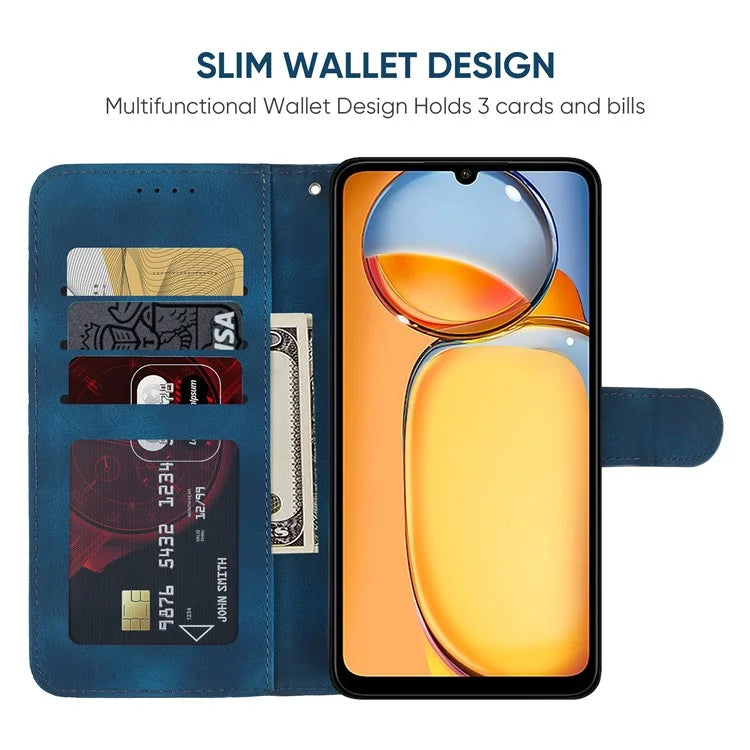For Xiaomi Redmi 13C 4G / 13C 5G / Poco C65 4G Case Leather Line Pattern Flip Phone Cover