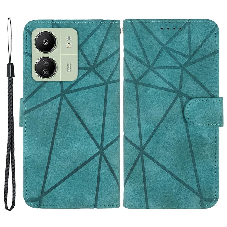 For Xiaomi Redmi 13C 4G / 13C 5G / Poco C65 4G Case Leather Line Pattern Flip Phone Cover