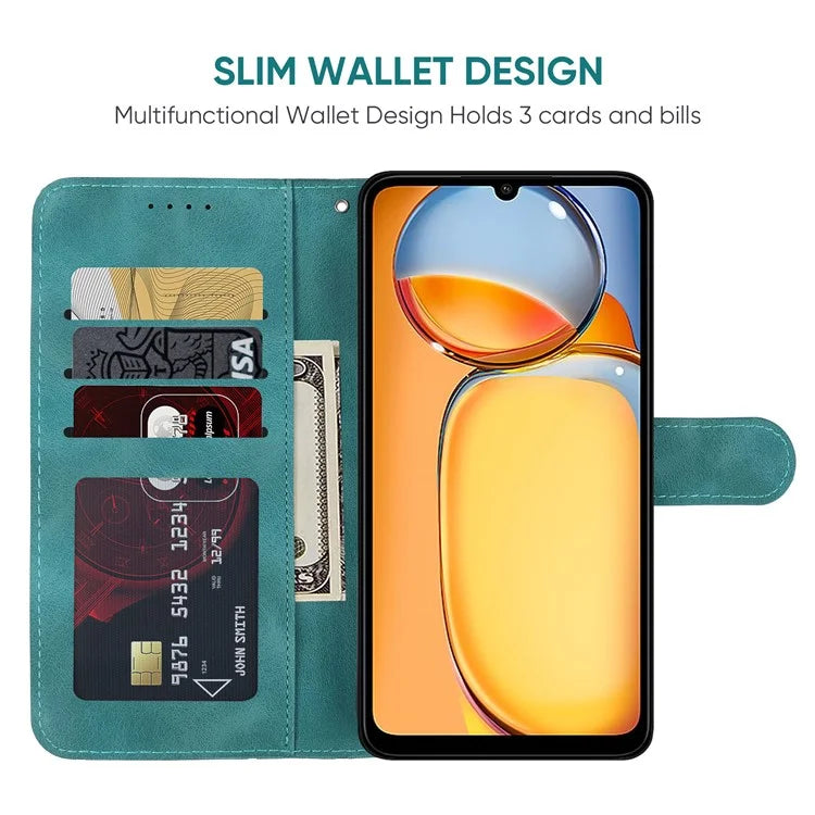 For Xiaomi Redmi 13C 4G / 13C 5G / Poco C65 4G Case Leather Line Pattern Flip Phone Cover