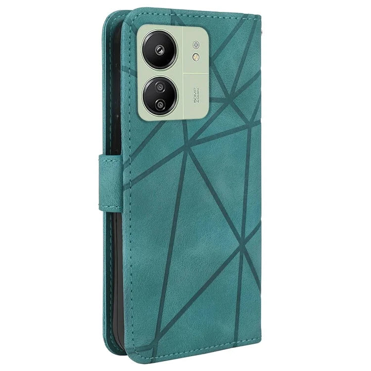 For Xiaomi Redmi 13C 4G / 13C 5G / Poco C65 4G Case Leather Line Pattern Flip Phone Cover