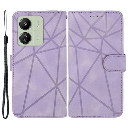 For Xiaomi Redmi 13C 4G / 13C 5G / Poco C65 4G Case Leather Line Pattern Flip Phone Cover