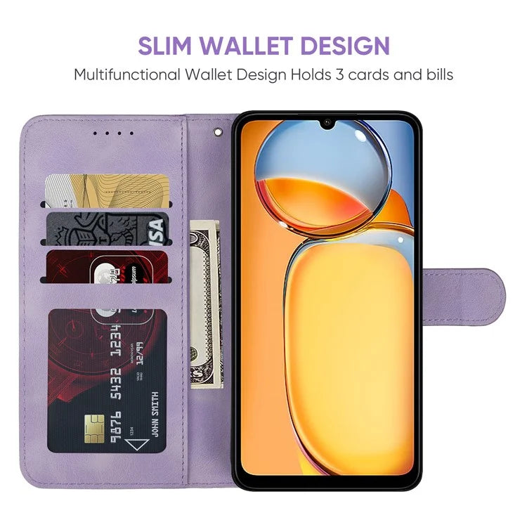 For Xiaomi Redmi 13C 4G / 13C 5G / Poco C65 4G Case Leather Line Pattern Flip Phone Cover