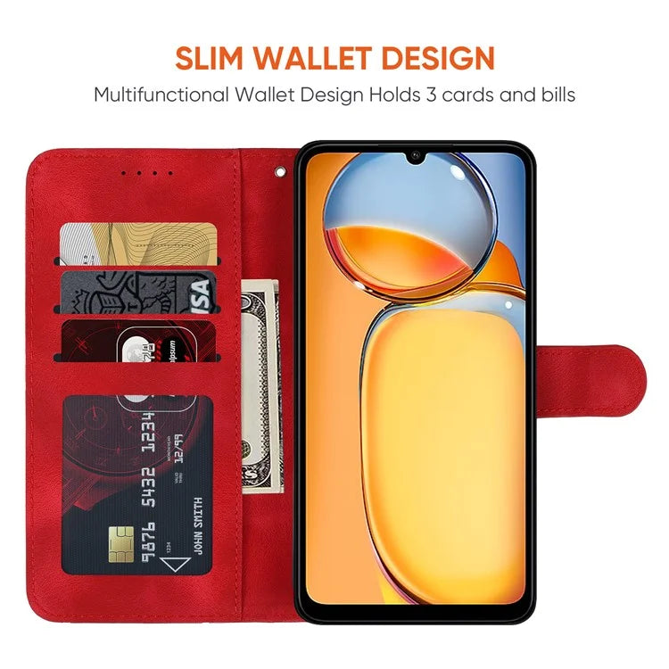 For Xiaomi Redmi 13C 4G / 13C 5G / Poco C65 4G Case Leather Line Pattern Flip Phone Cover