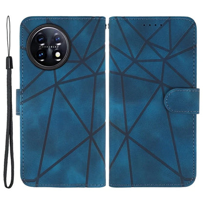 For OnePlus 11 5G Case Line Imprinted Wallet Leather Phone Cover