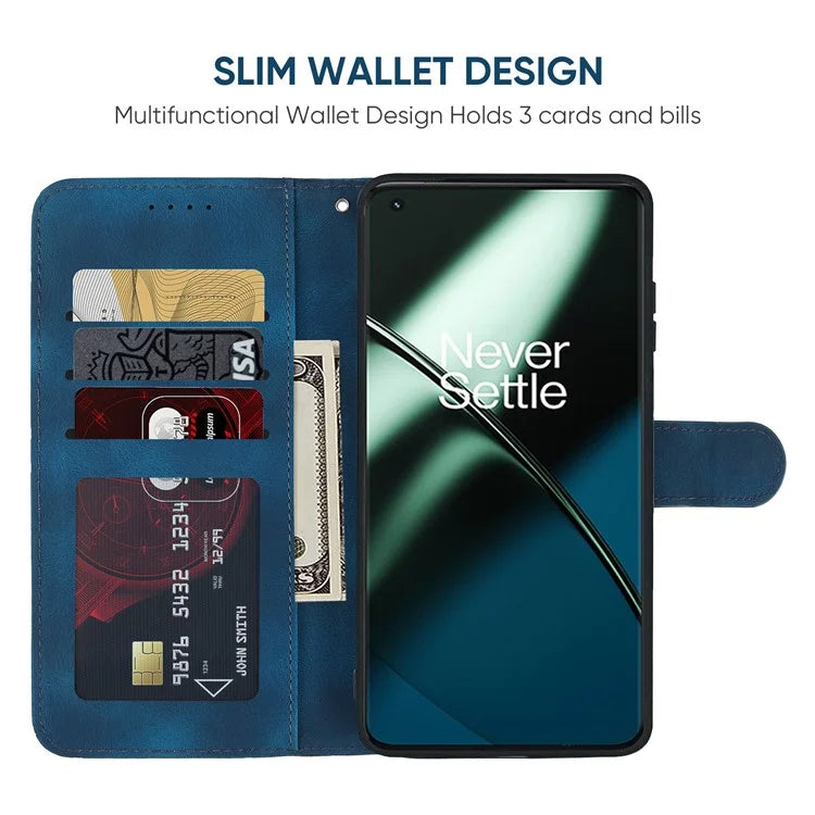 For OnePlus 11 5G Case Line Imprinted Wallet Leather Phone Cover