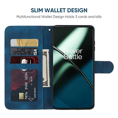 For OnePlus 11 5G Case Line Imprinted Wallet Leather Phone Cover