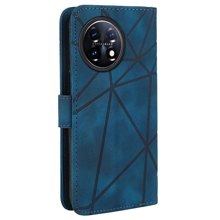 For OnePlus 11 5G Case Line Imprinted Wallet Leather Phone Cover