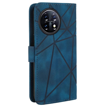 For OnePlus 11 5G Case Line Imprinted Wallet Leather Phone Cover