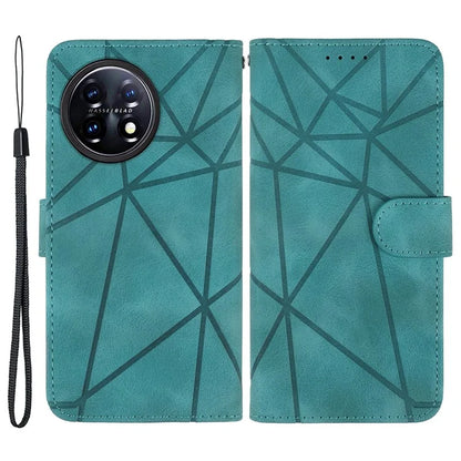 For OnePlus 11 5G Case Line Imprinted Wallet Leather Phone Cover
