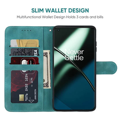 For OnePlus 11 5G Case Line Imprinted Wallet Leather Phone Cover