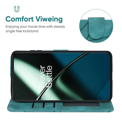 For OnePlus 11 5G Case Line Imprinted Wallet Leather Phone Cover