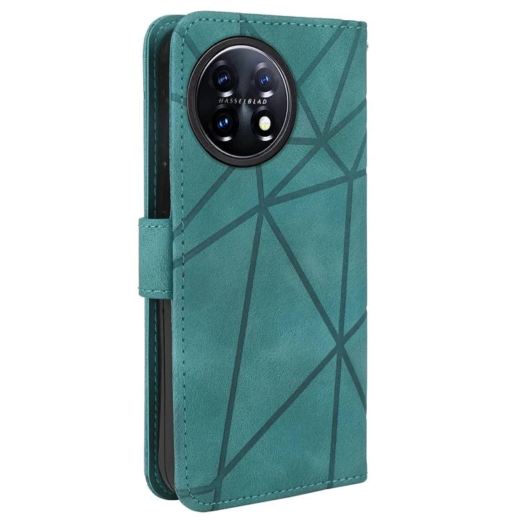 For OnePlus 11 5G Case Line Imprinted Wallet Leather Phone Cover