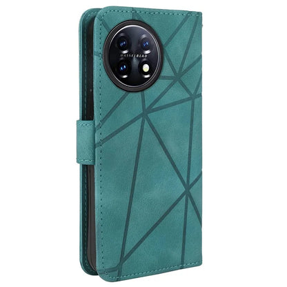 For OnePlus 11 5G Case Line Imprinted Wallet Leather Phone Cover