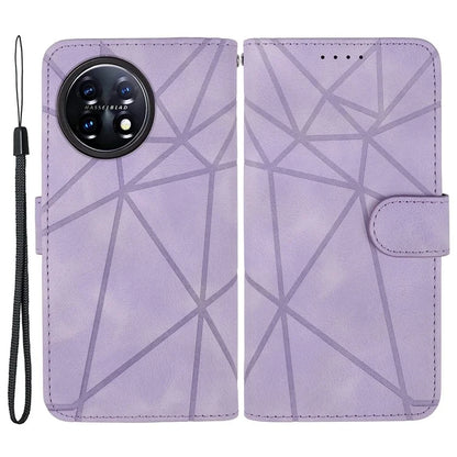 For OnePlus 11 5G Case Line Imprinted Wallet Leather Phone Cover