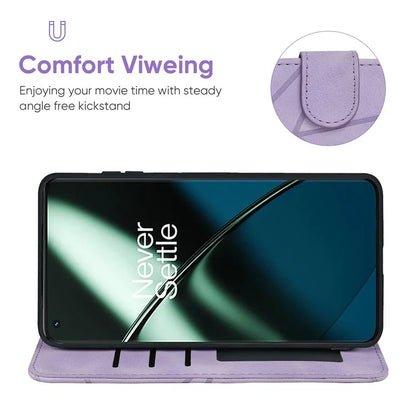 For OnePlus 11 5G Case Line Imprinted Wallet Leather Phone Cover
