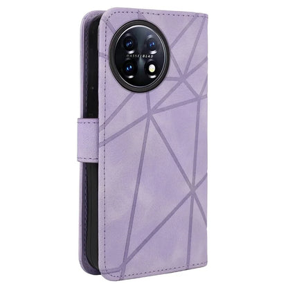For OnePlus 11 5G Case Line Imprinted Wallet Leather Phone Cover
