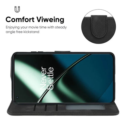 For OnePlus 11 5G Case Line Imprinted Wallet Leather Phone Cover