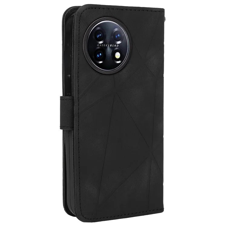 For OnePlus 11 5G Case Line Imprinted Wallet Leather Phone Cover