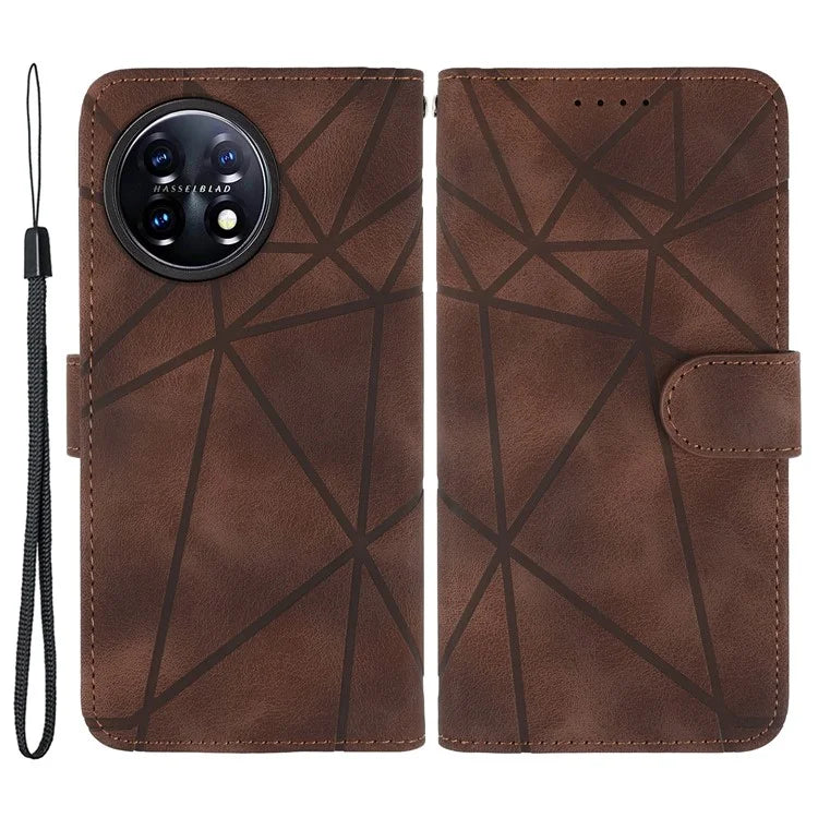 For OnePlus 11 5G Case Line Imprinted Wallet Leather Phone Cover