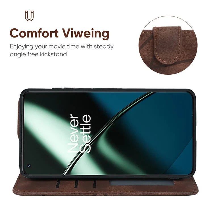 For OnePlus 11 5G Case Line Imprinted Wallet Leather Phone Cover