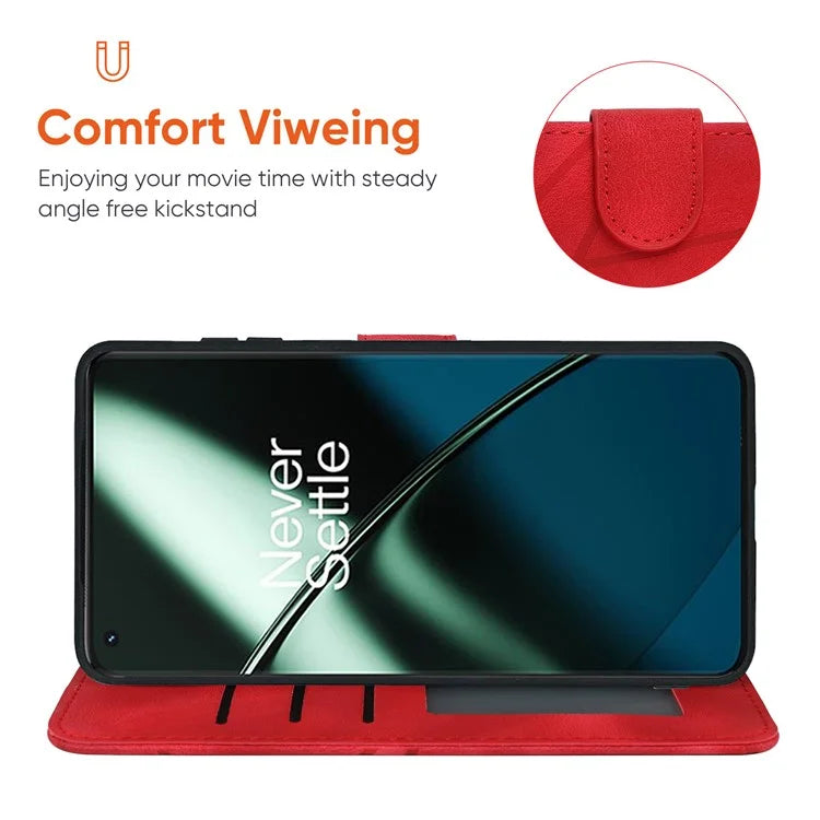 For OnePlus 11 5G Case Line Imprinted Wallet Leather Phone Cover