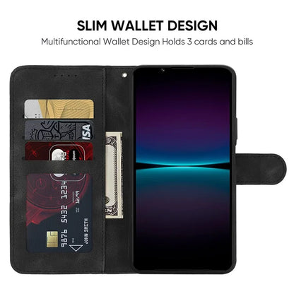 For Sony Xperia 1 IV 5G Case Line Pattern Leather Phone Cover Magnetic Clasp Stand