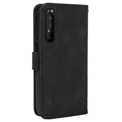 For Sony Xperia 1 IV 5G Case Line Pattern Leather Phone Cover Magnetic Clasp Stand