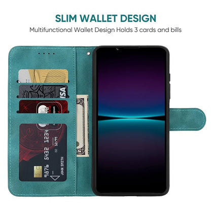 For Sony Xperia 1 IV 5G Case Line Pattern Leather Phone Cover Magnetic Clasp Stand