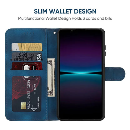 For Sony Xperia 1 IV 5G Case Line Pattern Leather Phone Cover Magnetic Clasp Stand