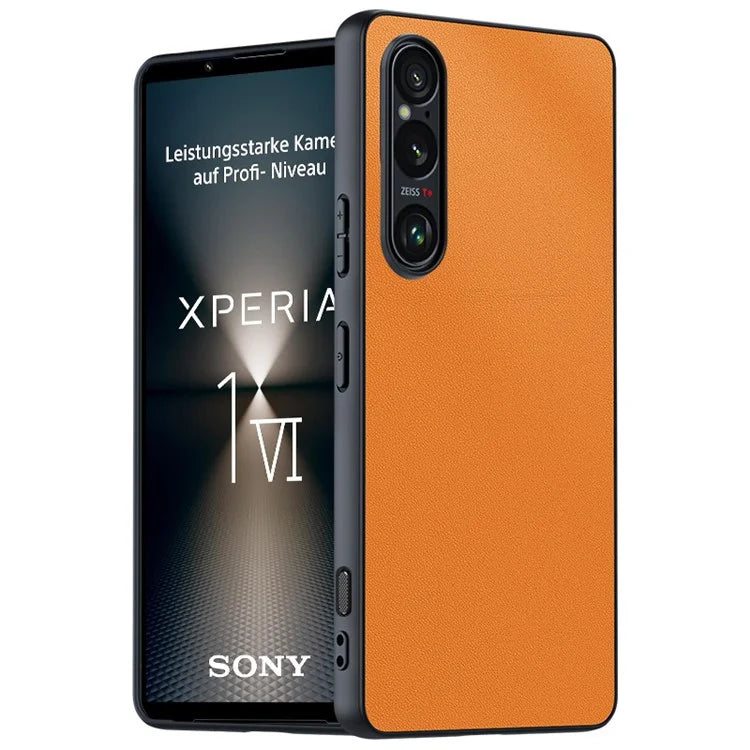 For Sony Xperia 1 VI Case PU Leather + Hard PC Shell Texture Ultra Thin Phone Cover