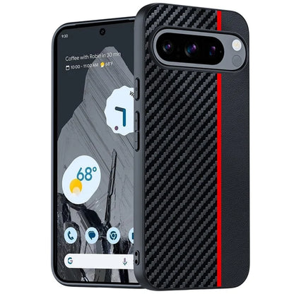 For Google Pixel 9 Pro / Pixel 9 Case Carbon Fiber Texture Thin PU Leather Back Cover